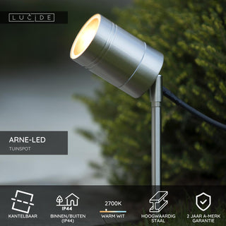 ARNE-LED - Tuinspot - Ø 6,3 cm - LED - GU10 - 1x5W 2700K - IP44 - Mat chroom