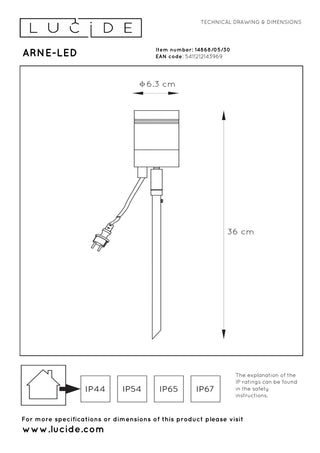 ARNE-LED - Tuinspot - Ø 6,3 cm - LED - GU10 - 1x5W 2700K - IP44 - Zwart