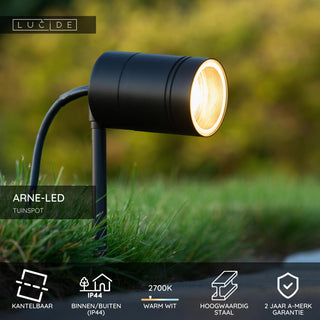 ARNE-LED - Tuinspot - Ø 6,3 cm - LED - GU10 - 1x5W 2700K - IP44 - Zwart