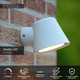 DINGO-LED - Wall light Indoor/Outdoor - LED Dimmable - GU10 - 1x5W 3000K - IP44 - White