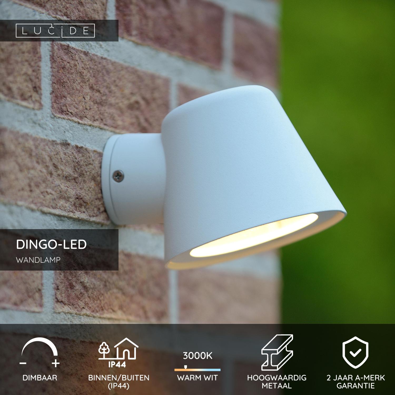 DINGO-LED - Wall light Indoor/Outdoor - LED Dimmable - GU10 - 1x5W 3000K - IP44 - White