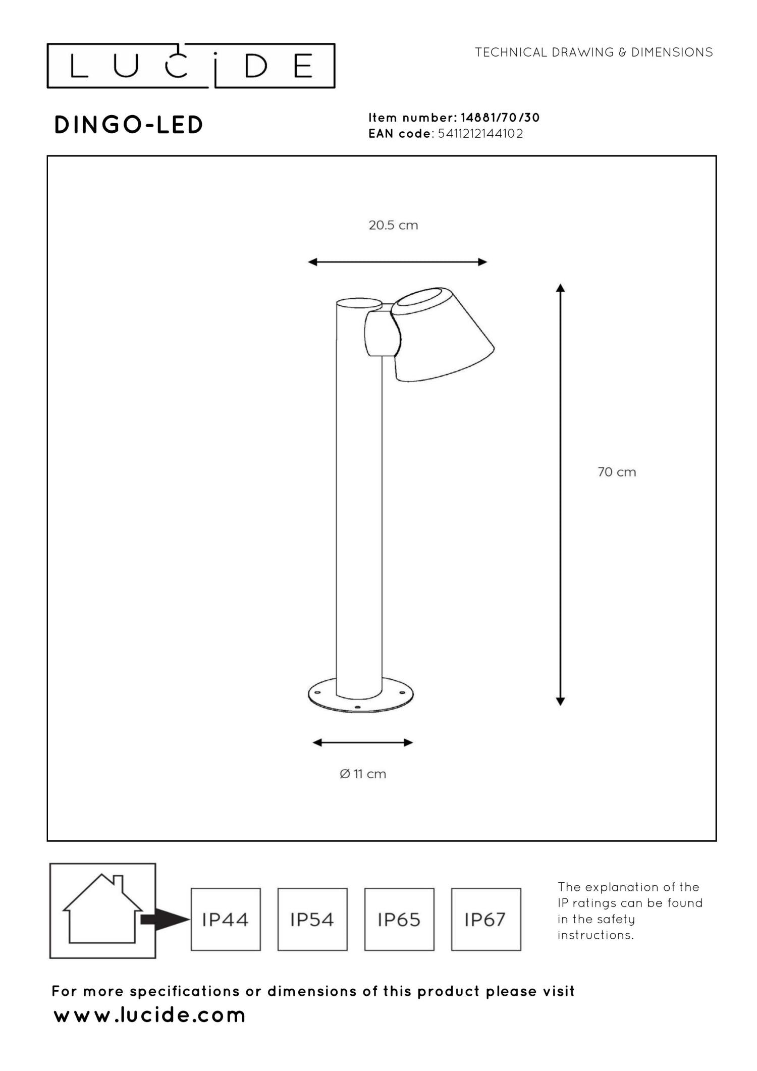 DINGO-LED - Lampe socle - LED Var. - GU10 - 1x5W 3000K - IP44 - Anthracite