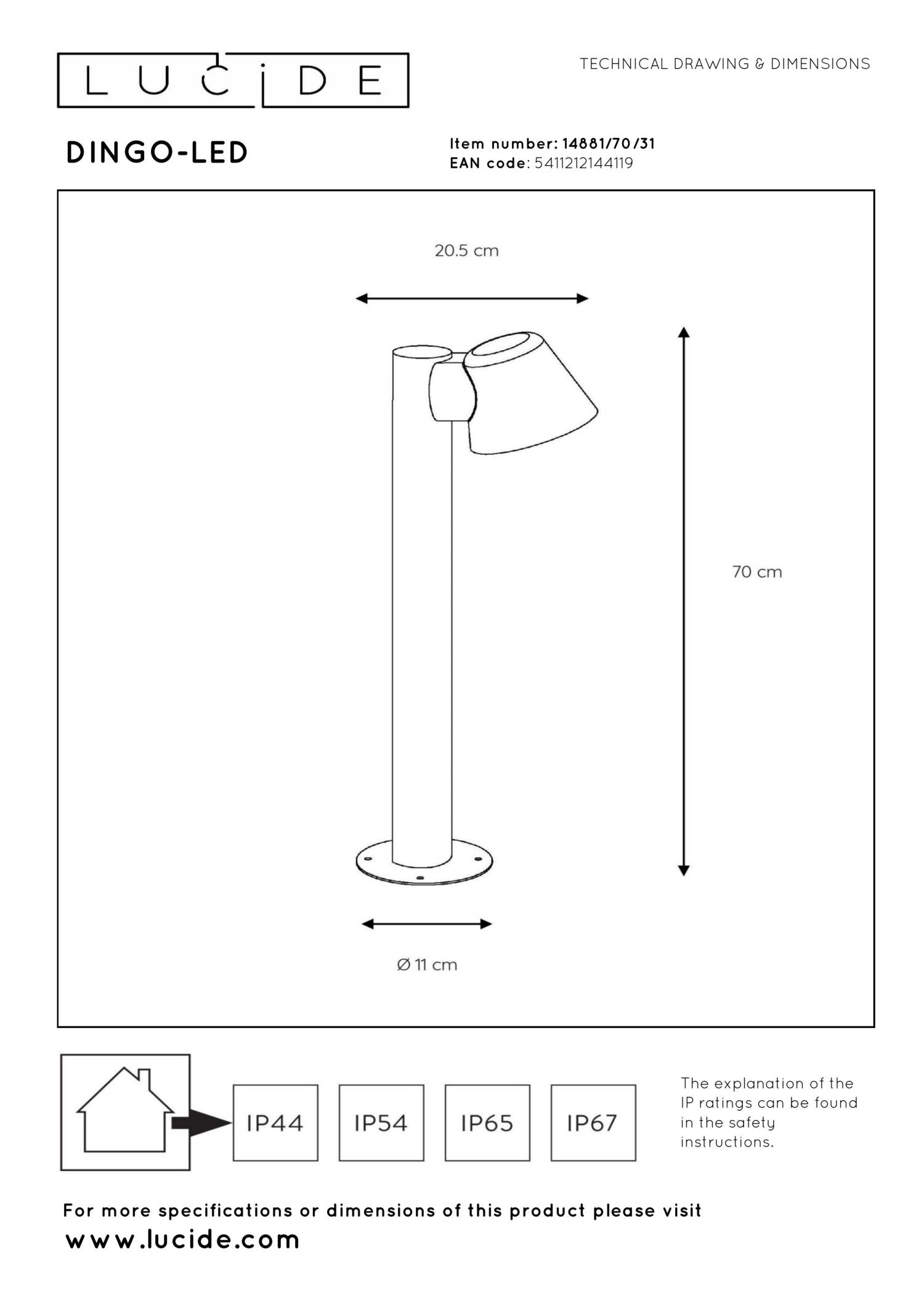 DINGO-LED - Lampe socle - LED Var. - GU10 - 1x5W 3000K - IP44 - Blanc