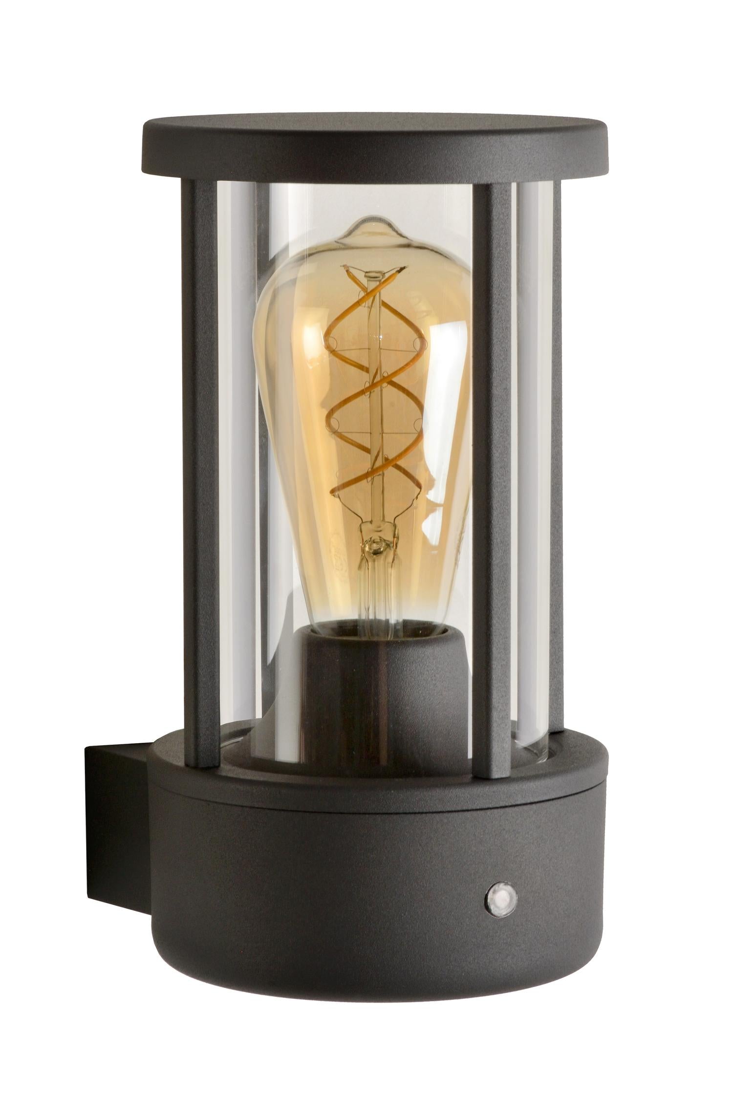 LORI - Wall light Indoor/Outdoor - Ø 12 cm - 1xE27 - IP44 - Day/night sensor - Anthracite