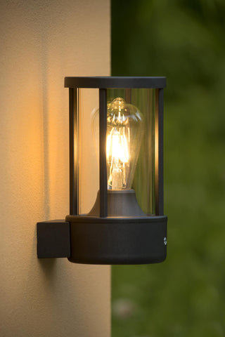 LORI - Applique murale Intérieur/Extérieur - Ø 12 cm - 1xE27 - IP44 - Détecteur jour/nuit - Anthracite
