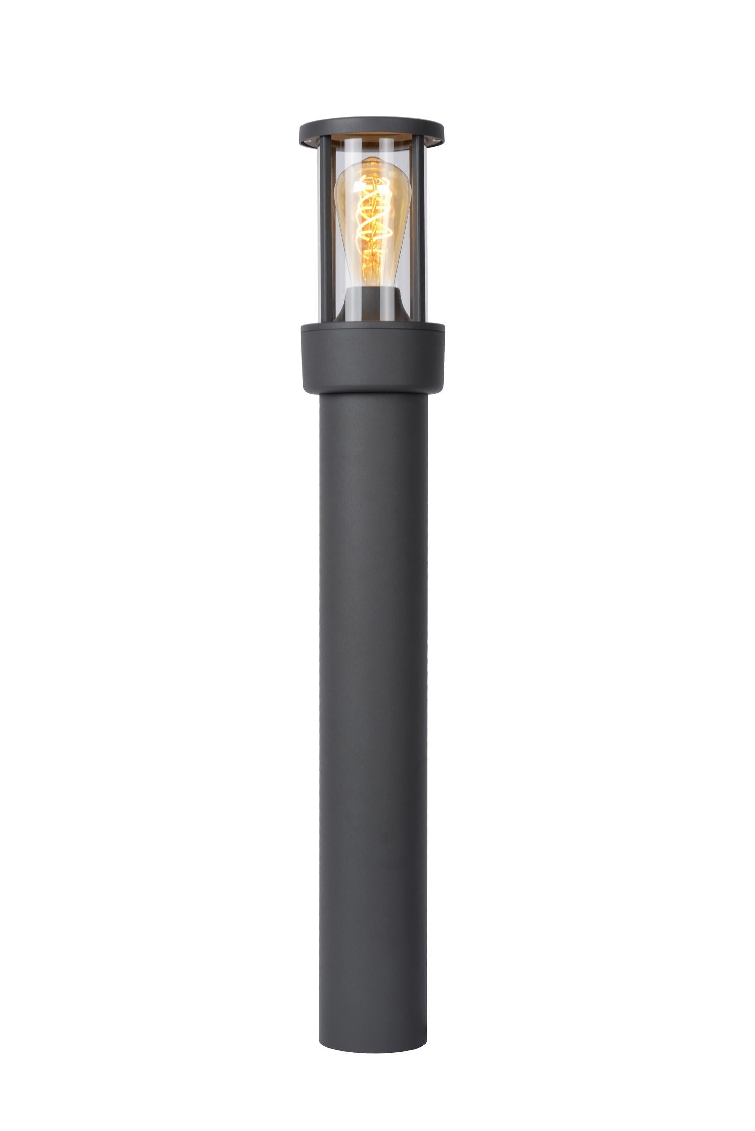 LORI - Sokkellamp - 1xE27 - IP44 - Dag/nacht sensor - Antraciet