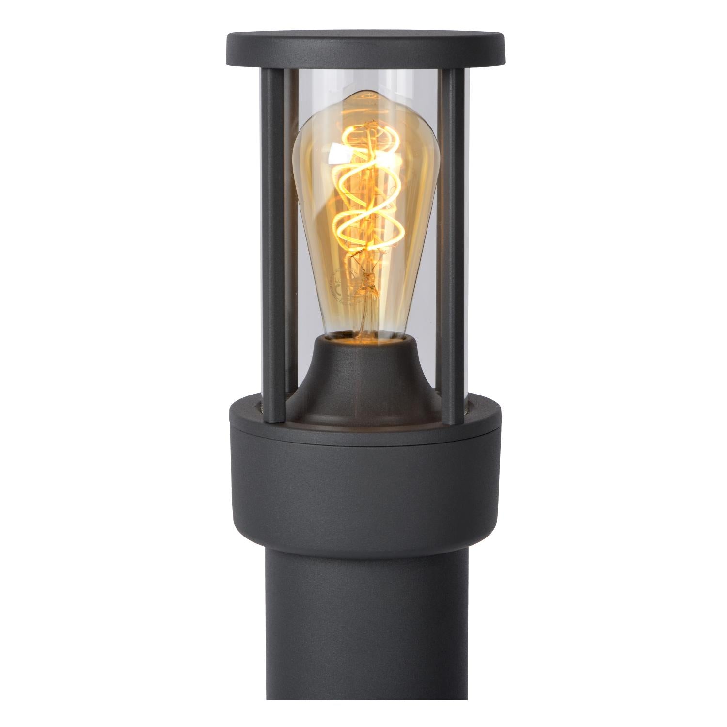 LORI - Sokkellamp - 1xE27 - IP44 - Dag/nacht sensor - Antraciet
