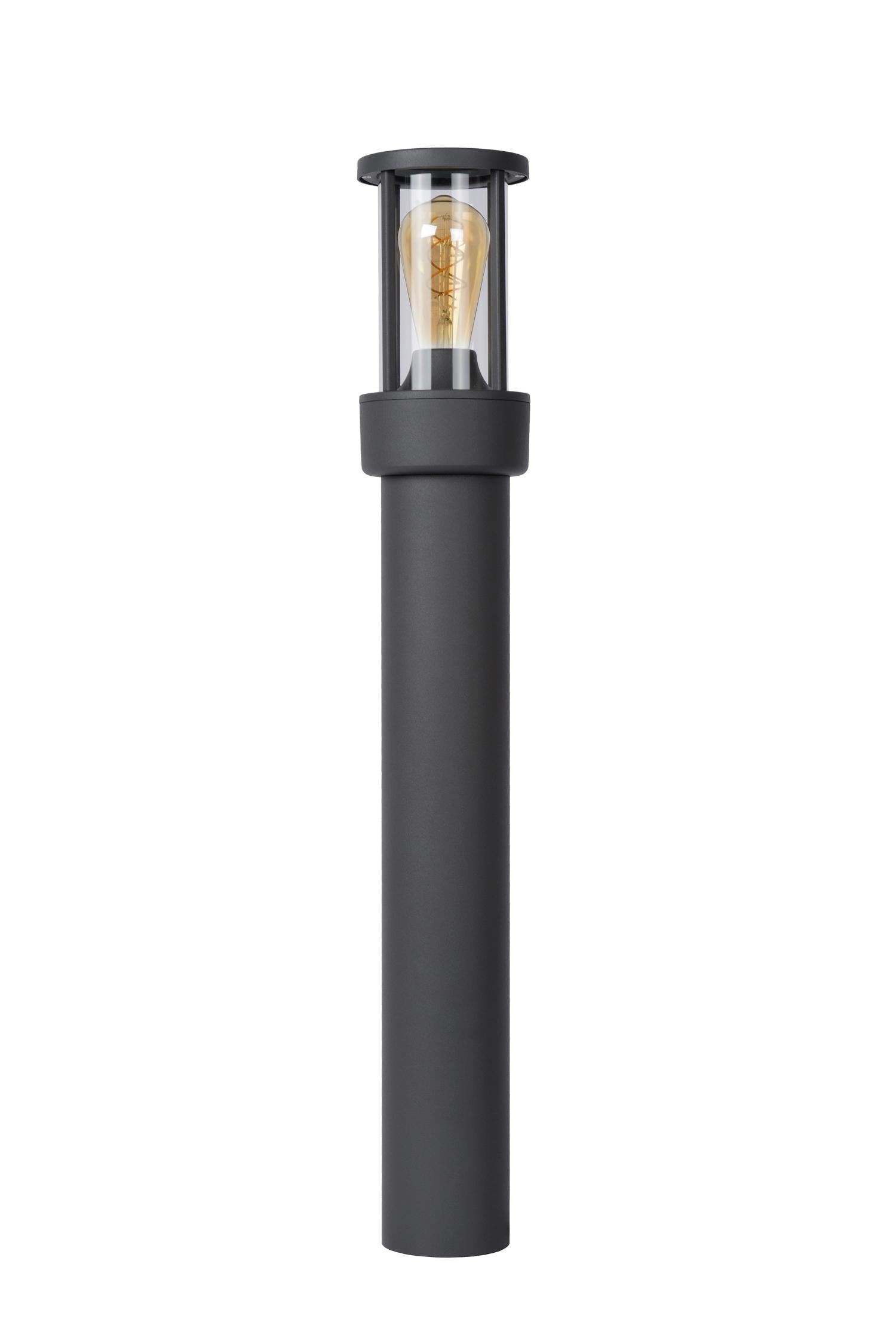 LORI - Sokkellamp - 1xE27 - IP44 - Dag/nacht sensor - Antraciet