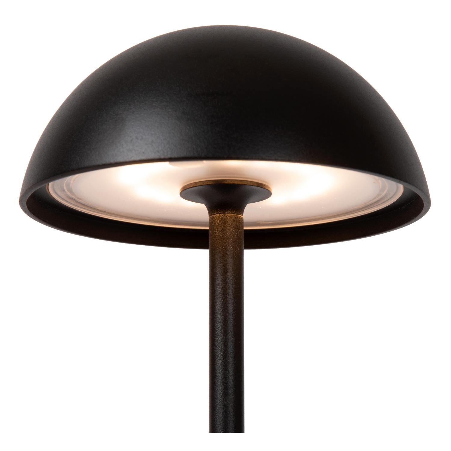 JOY - Oplaadbare Tafellamp Binnen/Buiten - Accu/Batterij - Ø 12 cm - LED Dimb. - 1x1,5W 3000K - IP54 - Zwart