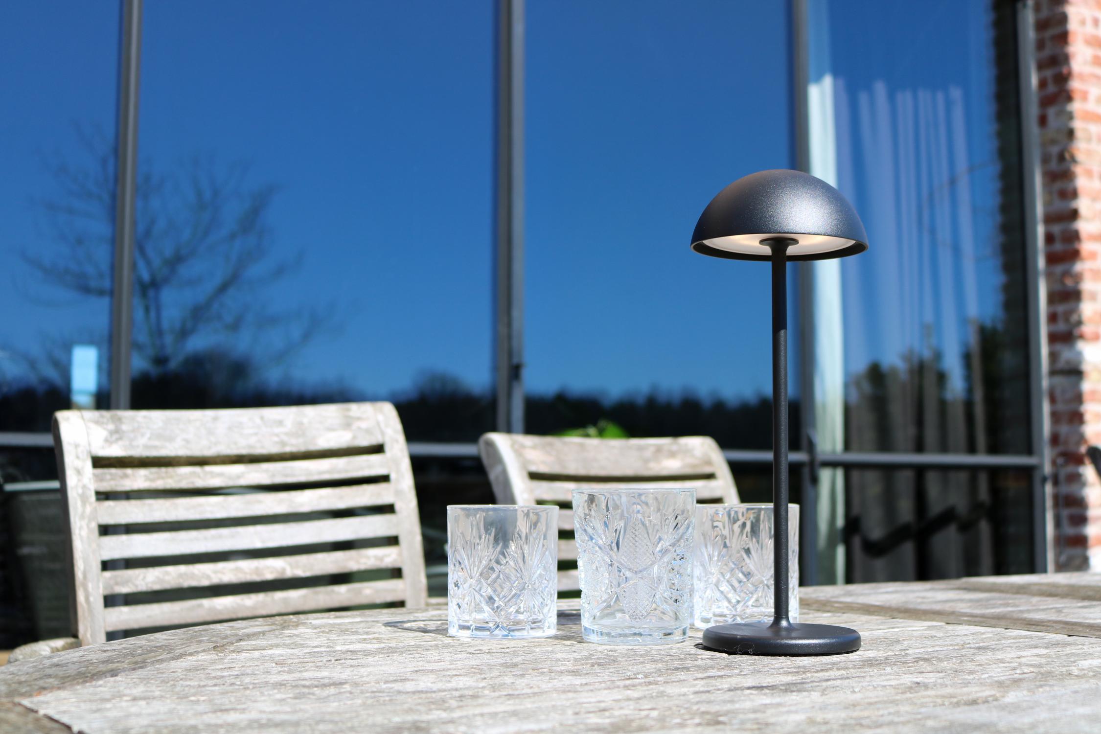 JOY - Oplaadbare Tafellamp Binnen/Buiten - Accu/Batterij - Ø 12 cm - LED Dimb. - 1x1,5W 3000K - IP54 - Zwart