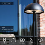 JOY - Oplaadbare Tafellamp Binnen/Buiten - Accu/Batterij - Ø 12 cm - LED Dimb. - 1x1,5W 3000K - IP54 - Zwart