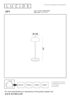 JOY - Rechargeable table lamp Indoor/Outdoor - Battery - Ø 12 cm - LED Dimmable - 1x1.5W 3000K - IP54 - White