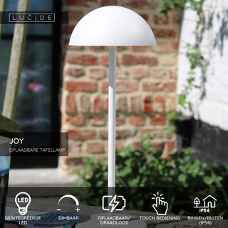 JOY - Rechargeable table lamp Indoor/Outdoor - Battery - Ø 12 cm - LED Dimmable - 1x1.5W 3000K - IP54 - White
