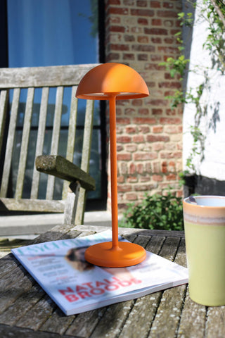 JOY - Oplaadbare Tafellamp Binnen/Buiten - Accu/Batterij - Ø 12 cm - LED Dimb. - 1x1,5W 3000K - IP54 - Oranje