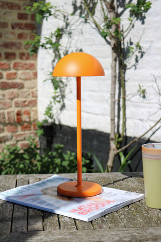 JOY - Oplaadbare Tafellamp Binnen/Buiten - Accu/Batterij - Ø 12 cm - LED Dimb. - 1x1,5W 3000K - IP54 - Oranje