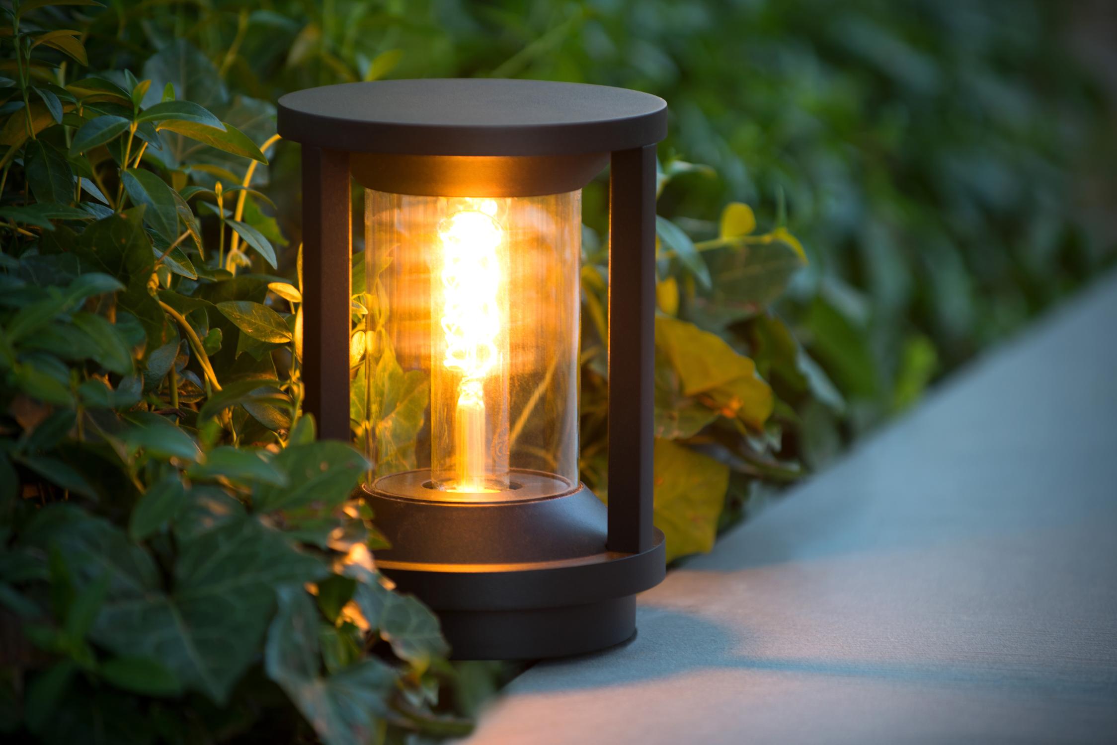 CADIX - Sokkellamp - Ø 16 cm - 1xE27 - IP65 - Zwart