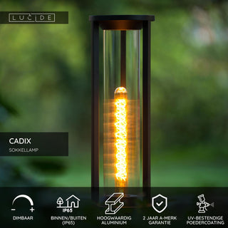 CADIX - Lampe socle - Ø 16 cm - 1xE27 - IP65 - Noir