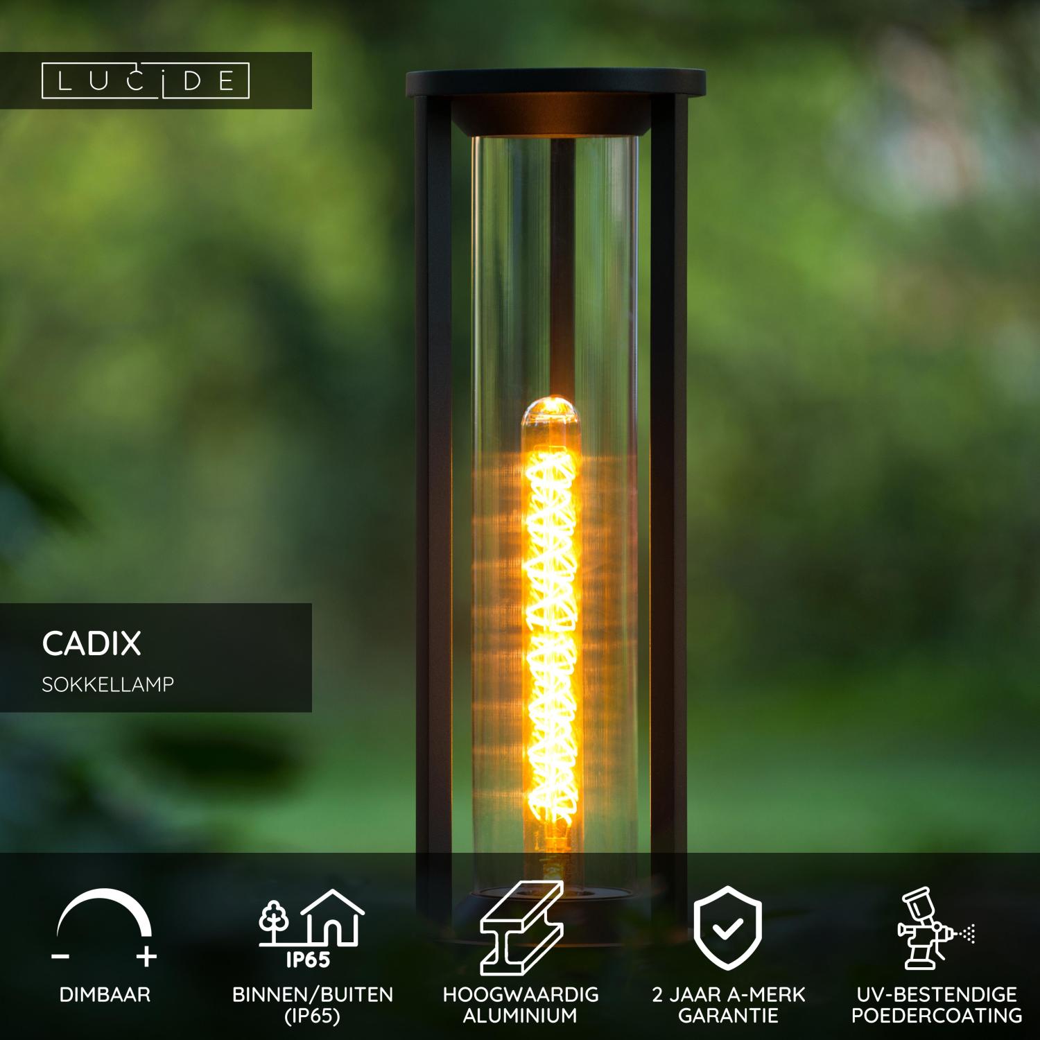 CADIX - Lampe socle - Ø 16 cm - 1xE27 - IP65 - Noir