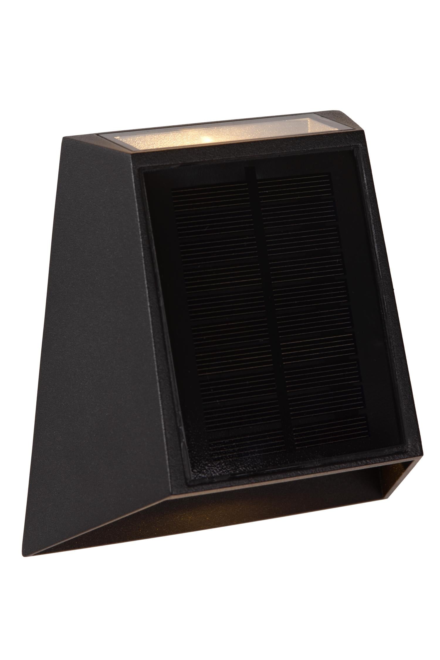 LUTON - Wandlamp - Zonne-energie - LED Dimb. - 1x2W 2700K/3000K - IP54 - Beweging & dag/nacht sensor - Zwart