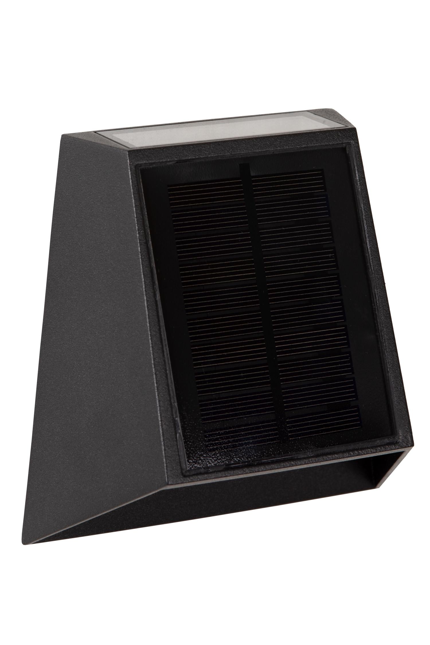 LUTON - Wandlamp - Zonne-energie - LED Dimb. - 1x2W 2700K/3000K - IP54 - Beweging & dag/nacht sensor - Zwart