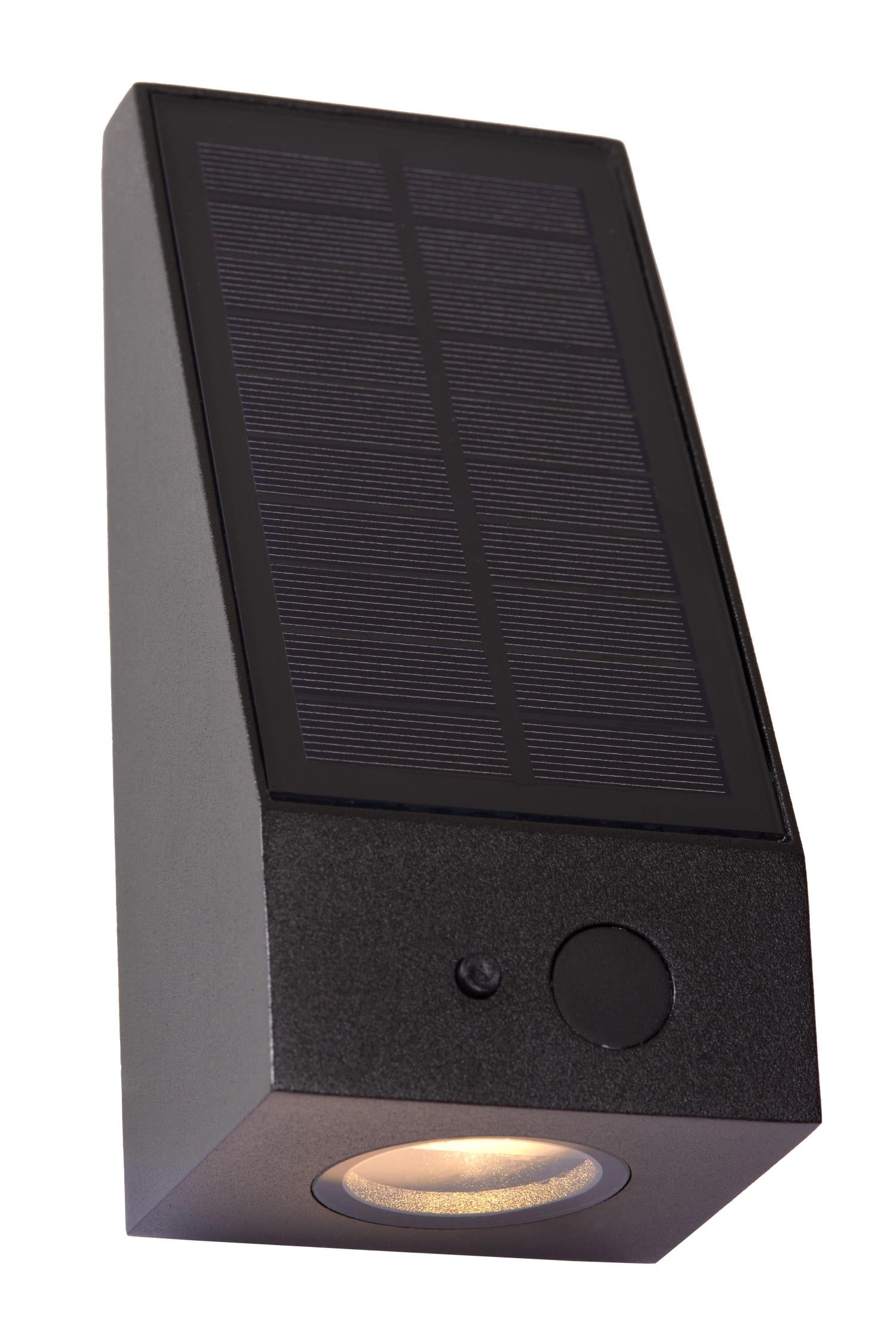 IRWIN - Wandlamp - Zonne-energie - LED Dimb. - 1x2W 3000K - IP54 - Beweging & dag/nacht sensor - Zwart