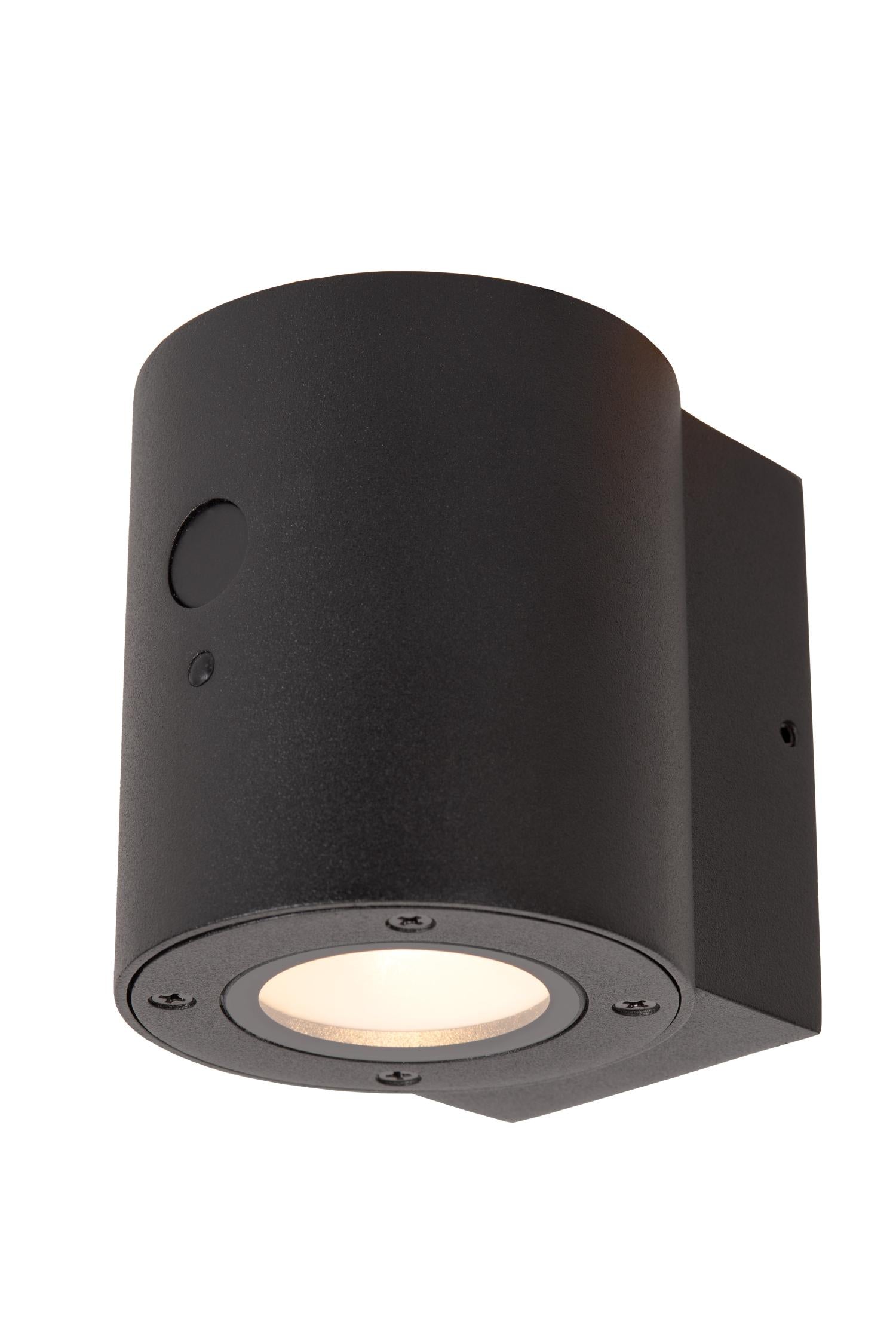 PERTH - Wandlamp - Zonne-energie - Ø 9 cm - LED Dimb. - 1x1W 2700K/3000K - IP65 - Beweging & dag/nacht sensor - Zwart