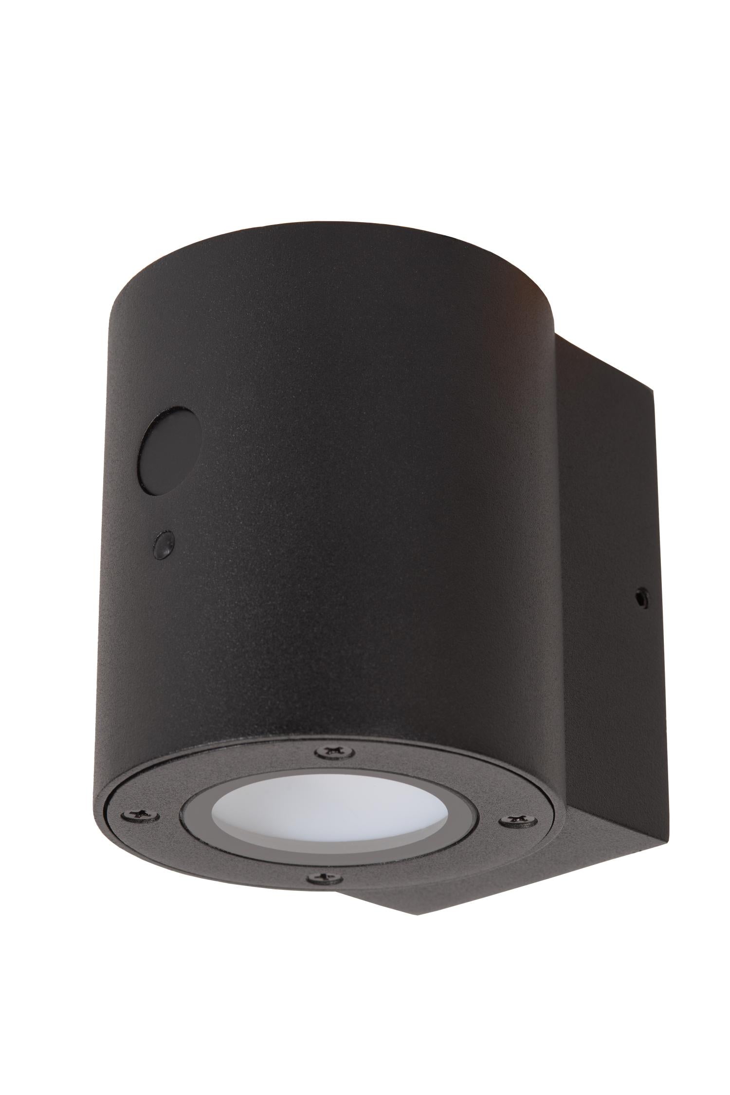 PERTH - Wandlamp - Zonne-energie - Ø 9 cm - LED Dimb. - 1x1W 2700K/3000K - IP65 - Beweging & dag/nacht sensor - Zwart