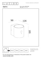 PERTH - Wandlamp - Zonne-energie - Ø 9 cm - LED Dimb. - 1x1W 2700K/3000K - IP65 - Beweging & dag/nacht sensor - Zwart