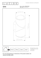 ERIN - Wandspot / Wandlamp Binnen/Buiten - LED - 2x5W 2700K - IP65 - Zwart