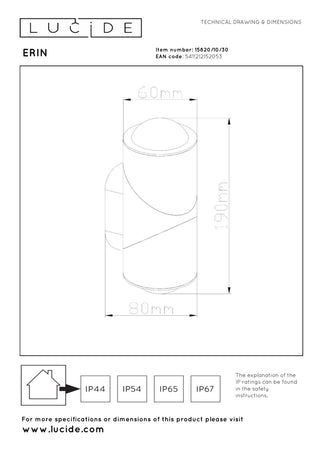 ERIN - Wandspot / Wandlamp Binnen/Buiten - LED - 2x5W 2700K - IP65 - Zwart