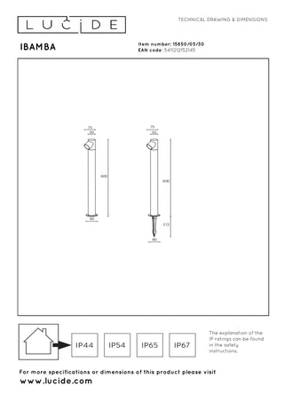 IBAMBA - Lampe socle - LED - 1x6W 3000K - IP65 - Noir