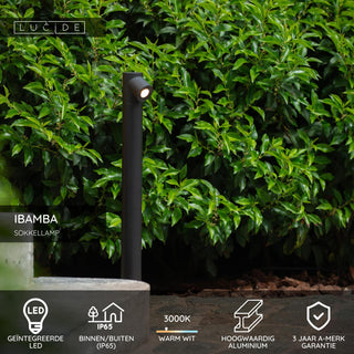 IBAMBA - Lampe socle - LED - 1x6W 3000K - IP65 - Noir