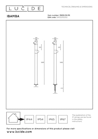 IBAMBA - Pedestal light - LED - 2x6W 3000K - IP65 - Black