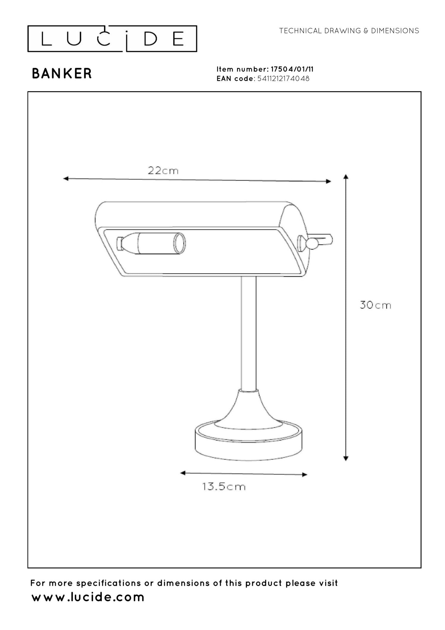 BANKER - Bureaulamp - 1xE14 - Chroom