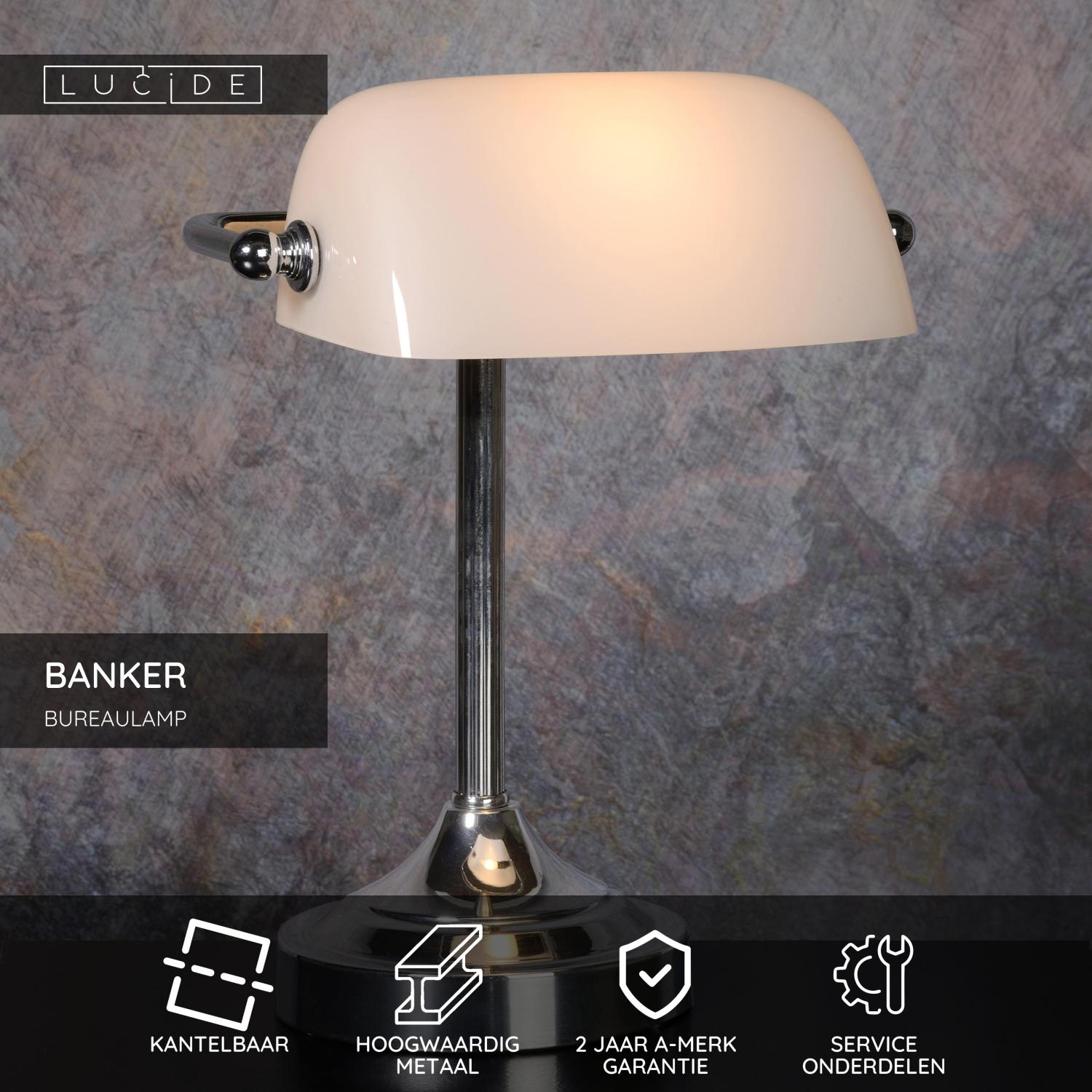 BANKER - Bureaulamp - 1xE14 - Chroom