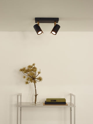 GRONY - Spot plafonnier - LED Dim to warm - GU10 - 2x5W 2200K/3000K - Noir