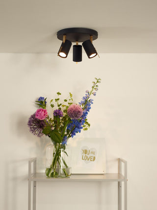 GRONY - Plafondspot - LED Dim to warm - GU10 - 3x5W 2200K/3000K - Zwart