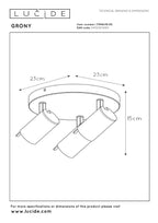 GRONY - Plafondspot - LED Dim to warm - GU10 - 3x5W 2200K/3000K - Zwart