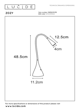 ZOZY - Bureaulamp - LED 3 StepDim - 1x4W 3000K - Zwart
