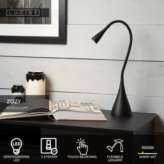 ZOZY - Bureaulamp - LED 3 StepDim - 1x4W 3000K - Zwart