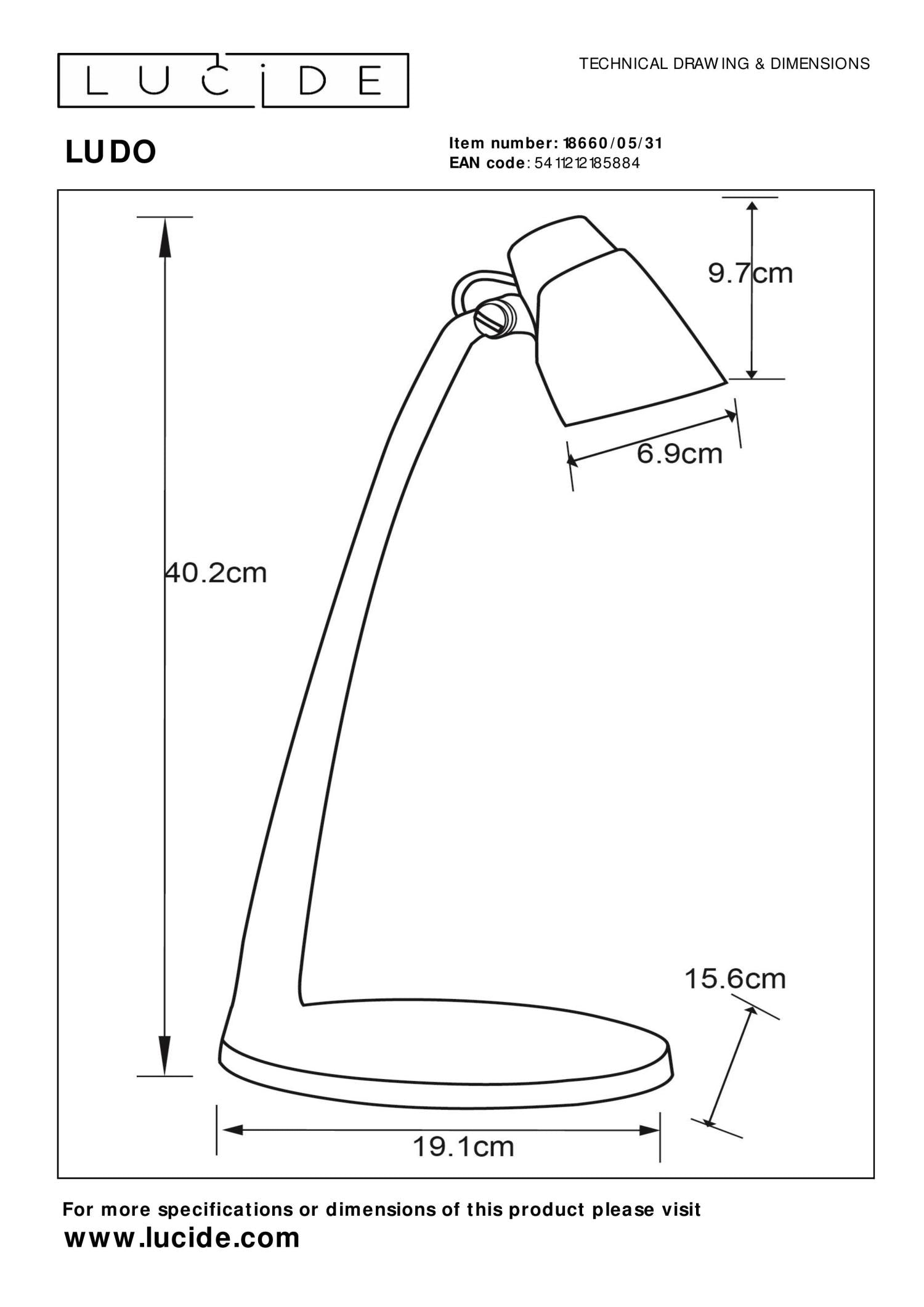 LUDO - Bureaulamp - LED - 1x4,5W 3000K - Wit