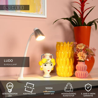 LUDO - Bureaulamp - LED - 1x4,5W 3000K - Wit