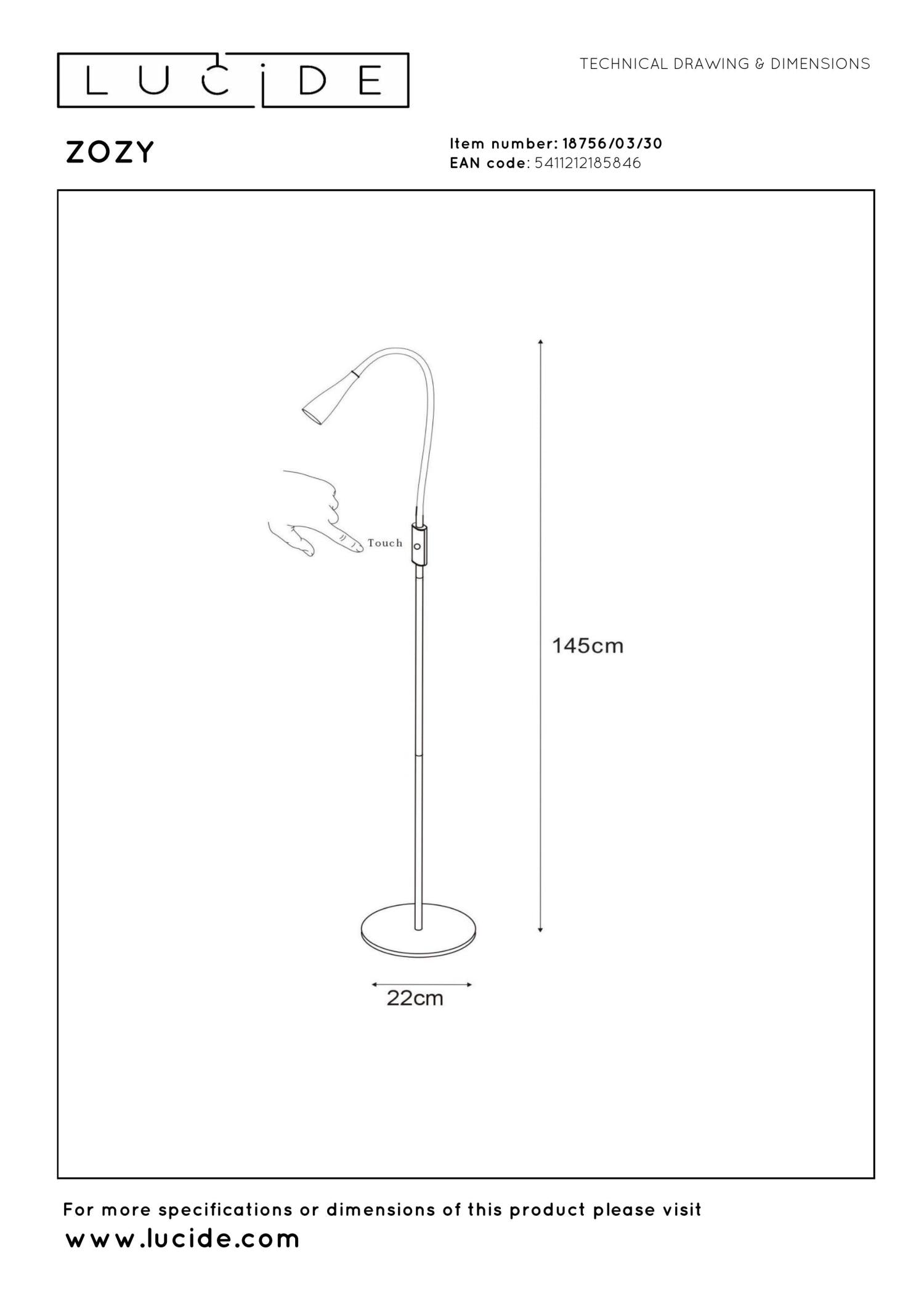 ZOZY - Liseuse - LED 3 StepDim - 1x4W 3000K - Noir