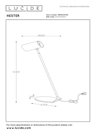 HESTER - Bureaulamp - 1xGU10 - Antraciet