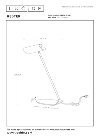 HESTER - Bureaulamp - 1xGU10 - Wit