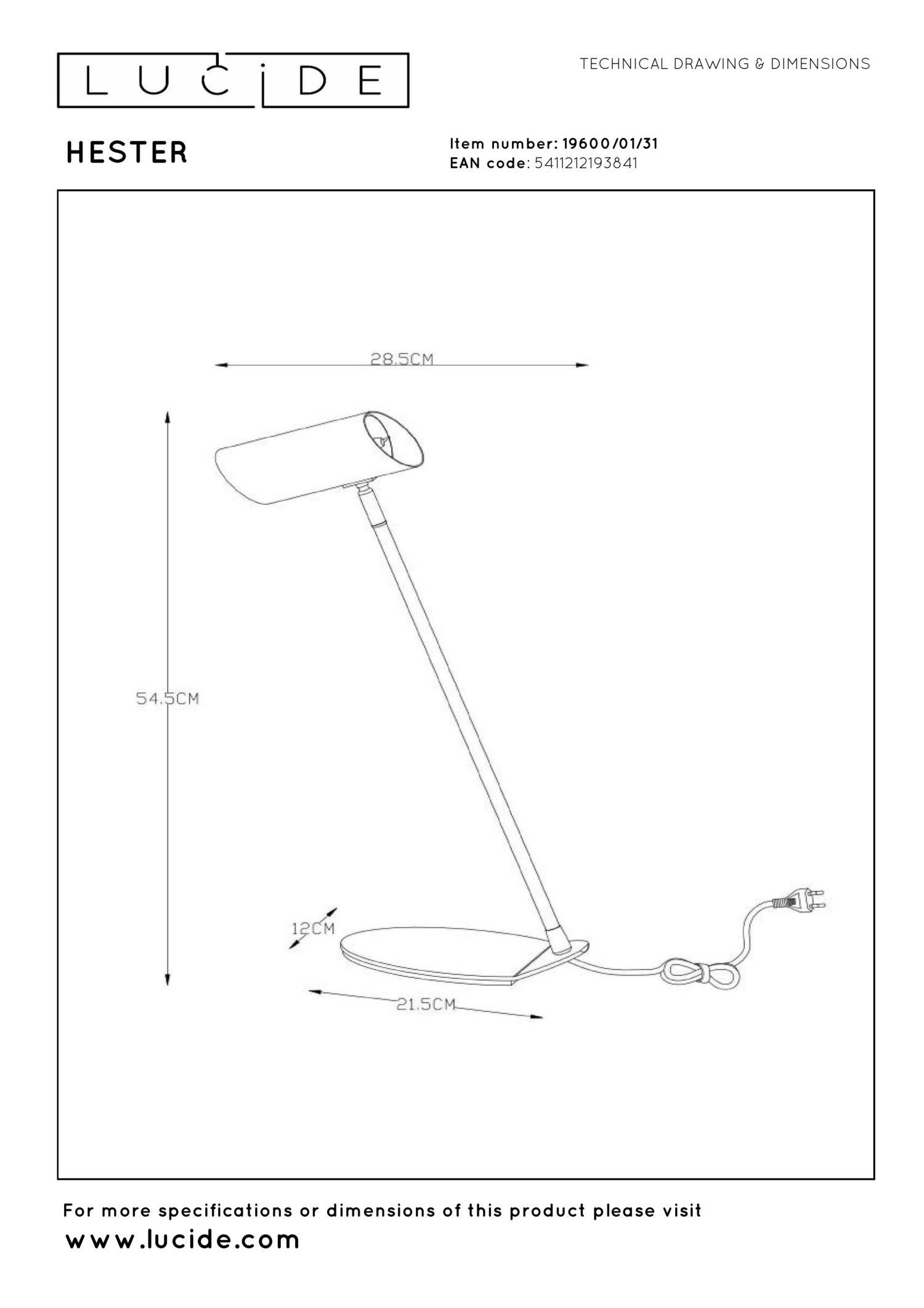 HESTER - Bureaulamp - 1xGU10 - Wit