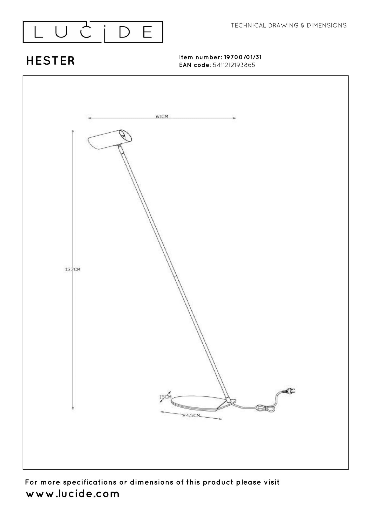 HESTER - Leeslamp - 1xGU10 - Wit