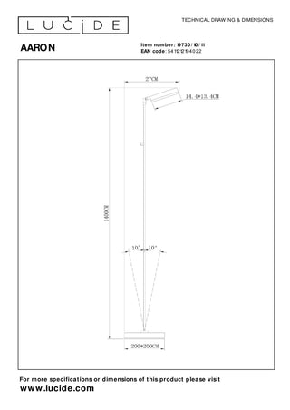 AARON - Reading lamp - LED Dimmable - CCT - 1x12W 2700K/4000K - Chrome