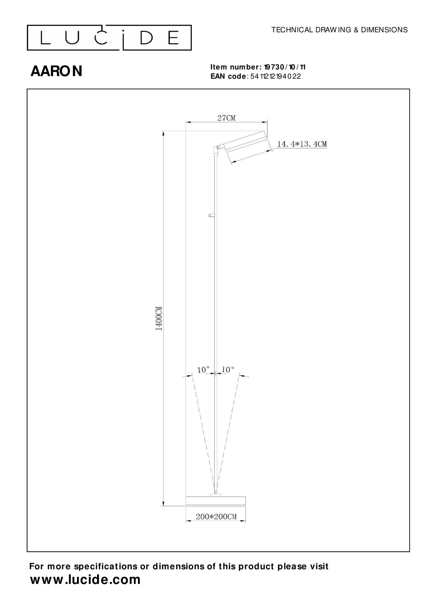 AARON - Reading lamp - LED Dimmable - CCT - 1x12W 2700K/4000K - Chrome