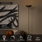 ZENITH - Floor lamp - Ø 25.4 cm - LED Dimmable - 1x20W 3000K - Matt Gold / Brass